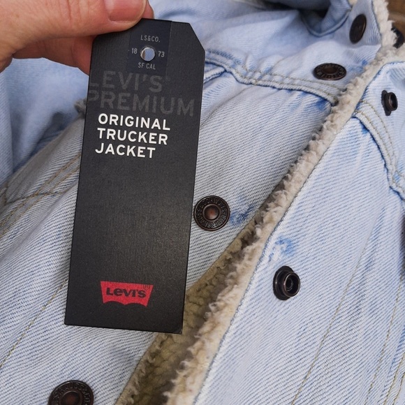 LEVI’S Original Trucker Sherpa Jacket Size Small Like New - Levi’s Premium Line - Picture 9 of 14